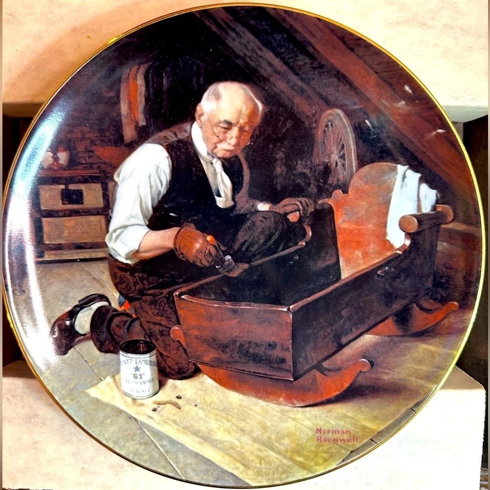 The Bradford Exchange Norman Rockwell Edwin M Knowles “Grandpa’s Gift” with box‍